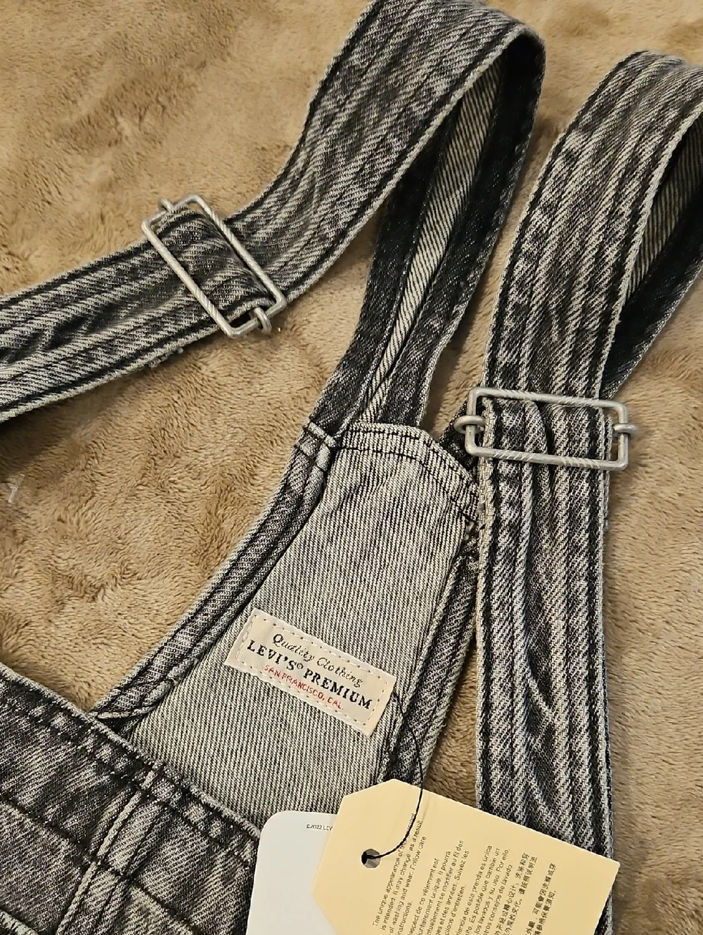 Levi's Gray Washed Denim Overalls - Picture 9 of 12